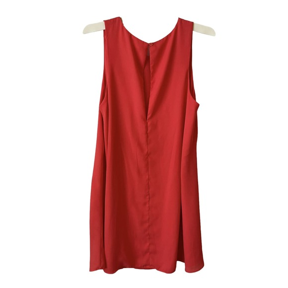 Sans Souci Dress Bright Coral Sleeveless A-Line Chiffon Flowy Size Medium - Picture 2 of 5